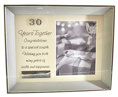 Juliana Brushed Silver Plated Photo Frame Verse & Plaque - 30 Years Together
