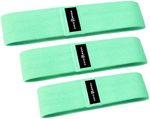 CHICMODA Workout Resistance Exercise Bands (Set of 3) -Fabric Non Slip Fitness Loop Circle Bands for Legs and Butt -Activate Glutes and Thighs