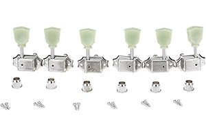 Wilkinson 3L3R Deluxe Vintage Style Guitar String Tuning Pegs Tuners Machine Heads Keys Set Compatible with USA Les Paul or Epiphone Les Paul SG, Nickel with Keystone Button