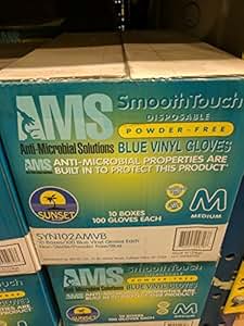 Amazon.com: Sunset AMS Blue Vinyl Gloves 1000 Count