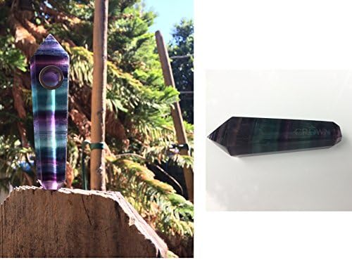 Crown Pure Natural Fluorite Rainbow Quartz Crystal Pipe Healing point