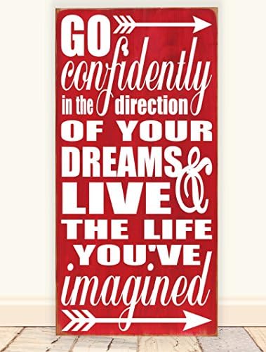 Go Confidently in the Direction of your Dreams Subway Art Vinyl Wooden Sign 12" x 24".