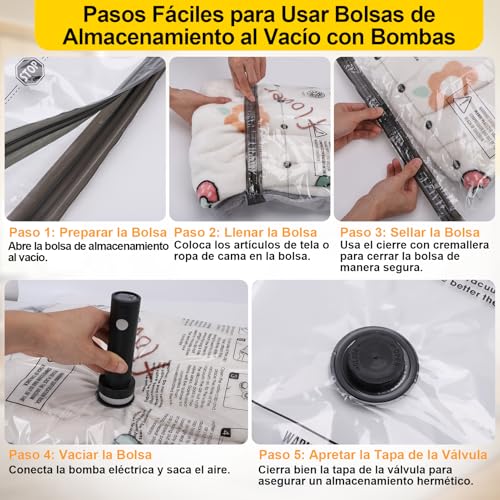MEKOTRIN Bolsas de Almacenamiento de Vacío Bolsas de Compresión de Vacío Espesas con Bomba de Aire Eléctrica Inalámbrica Negra para Viajar a Casa (4 Grandes + 4 Medianos + 4 Pequeños)
