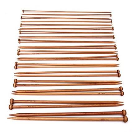 Pixnor 18 Größen verschwelt Bambus einzelne Nadelspiel Stricknadeln (2.0 mm - 10 mm)