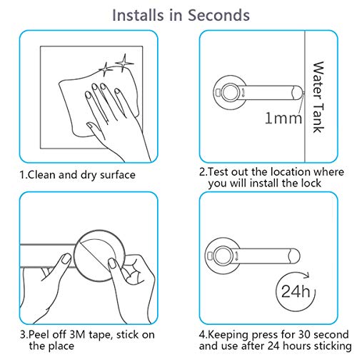 Baby Safety Toilet Lock, 3M Adhesive Swing Shut Toilet Seat Bowl Lock for Bathroom Baby Toddler Pet Proofing with 1PC Child Safety Cabinet Lock - Thumbnail 5