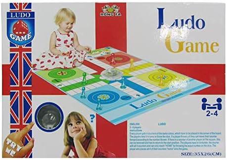 London Empire ® Traditional Ludo Board Game - PVC Easy To Clean Board with Counters - Ideal for Christmas, Games, Family Time, Travel Games