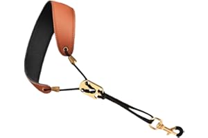 HOMOCONO Leather Saxophone Neck Strap Adjustable Brown Harness for Alto Tenor Sax, Universal Practical Sax