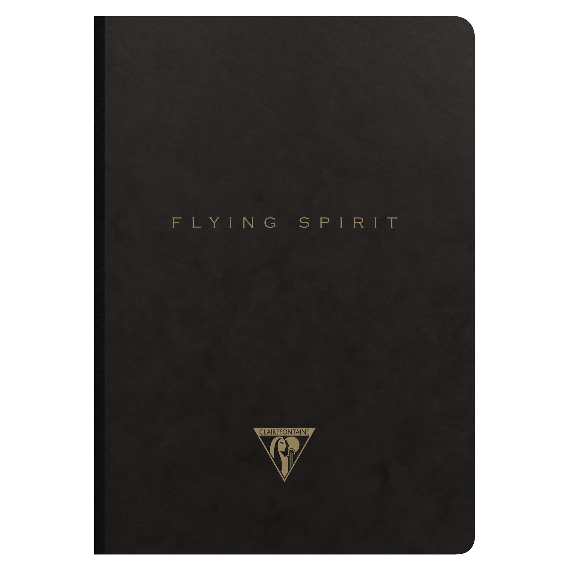 Clairefontaine 102546C - One Flying Spirit 192-page ivory - Size 14.8 x 21 cm - 90g lined paper notebook - black glossy card cover - random pattern motifs