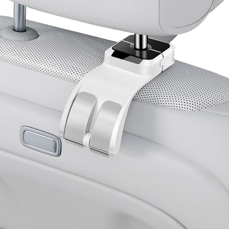 Photo 1 of [Luxury car purse hook] | Universal headrest hooks for car | Heavy Duty Car Accessories Interior?car organizer | Multi-Function purse hook for table for Women & Men | 25KG Load Capacity (White)