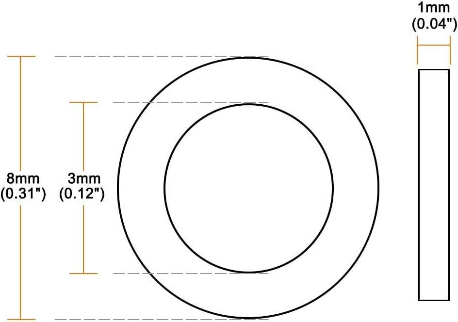 sourcing map Nylon Flat Washer 8mm OD 3mm ID 1mm Thickness for Faucet Pipe Water Hose Pack of 50, Black, M3x8mmx1mm - Image 3