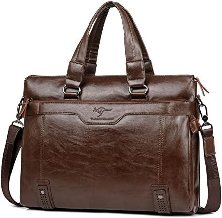 ZALA Men's Classic Leather Business Handbag Briefcase Shoulder Messenger Satchel Bag Crazy Vintage Real Leather Hand Bag Laptop Messenger Bag for Macbook/Ultrabook/Tablet/Dell/HP/Acer (Khaki)