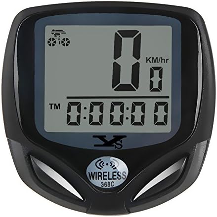 Wireless Bicycle Computer, Waterproof Multifunction Cycling Speedometer with Green Blacklight LCD Backlit Display, Auto Power On/Off Systems -Black