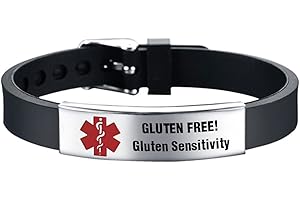 KunBead Medical Alert Bracelets for Women Adjustable Stainless Steel Silicone Emergency Awareness Medical ID Bracelet Wristband