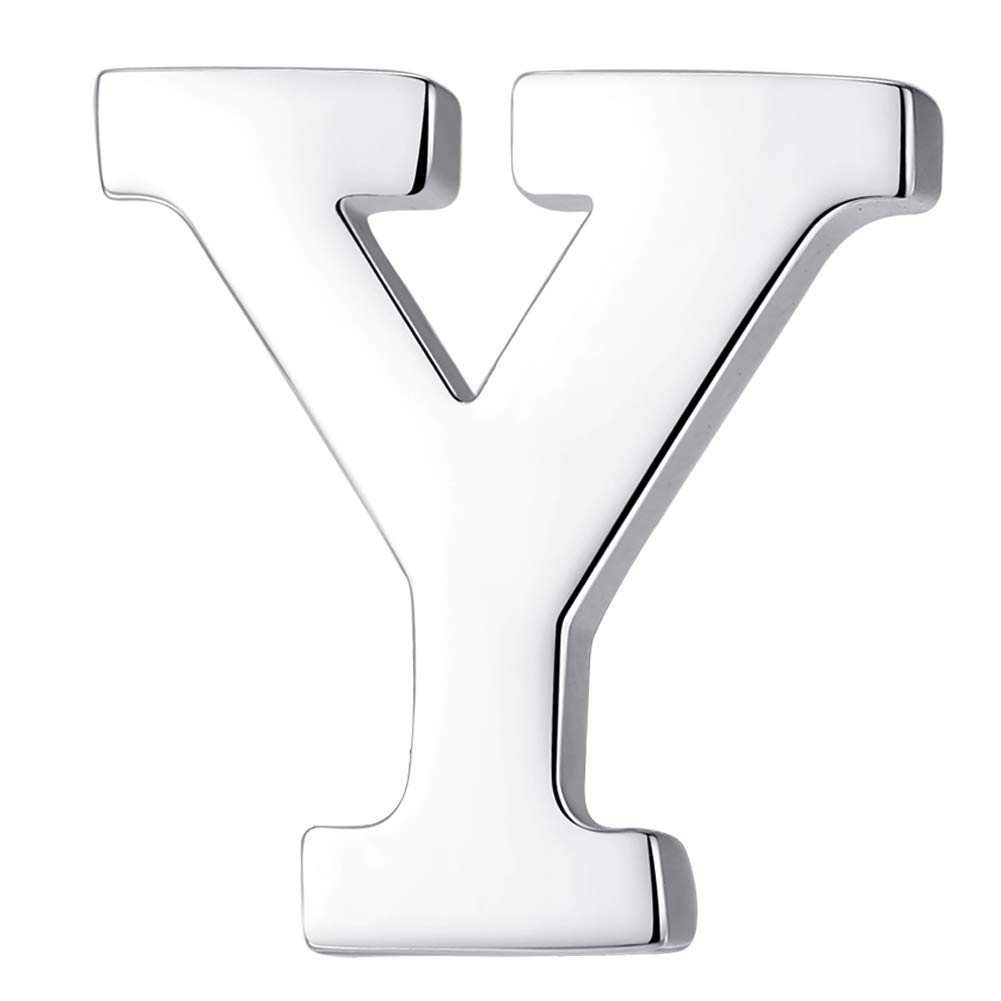 HONEY BEAR 1pc Alphabet Letters A to Z Collar Brooch Label Pins Badge for Mens' Suit/Women's Shirt for Business Gift,Silver Y 0.94in