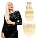 613 Blonde Bundles with Lace Frontal Closure 13x4 Ear To Ear with Baby Hair Straight Peruvian 613 Blonde 2 Bundles with Frontal Closure Virgin Hair Queen Plus Hair(12 12 with 12inch)
