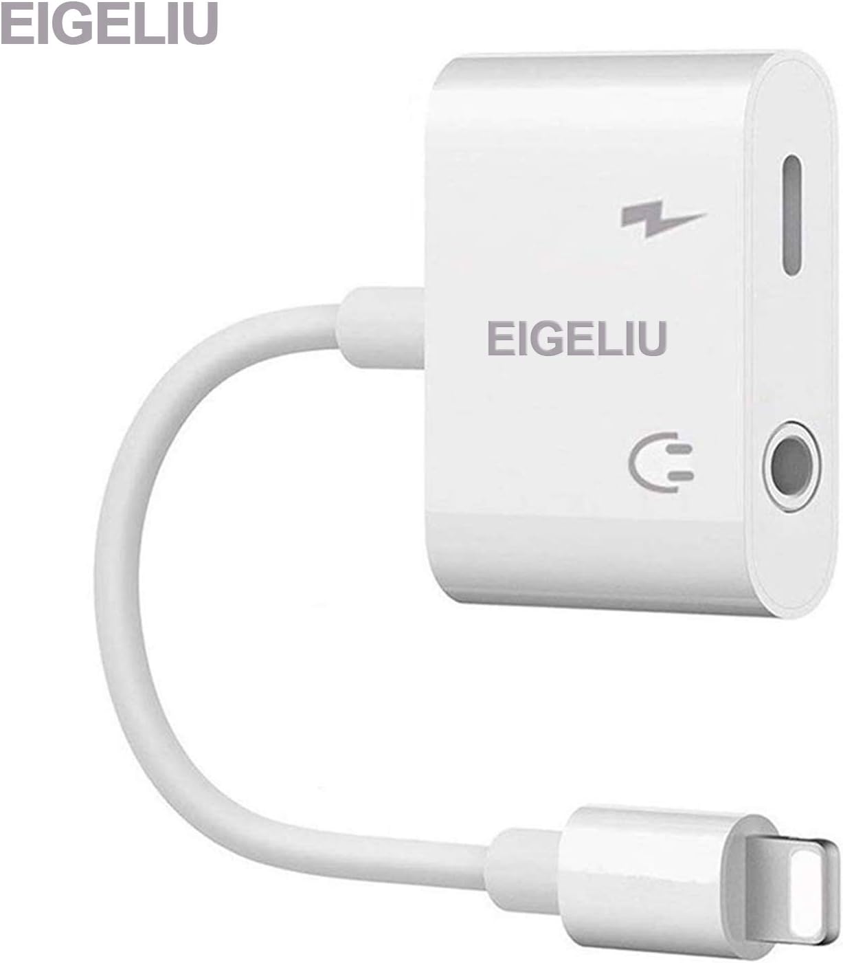 EIGELIU Headphone Jack Adapter Cable Car Charger Dongle AUX Audio Jack Earphone Extender Jack Stereo Cable (White)