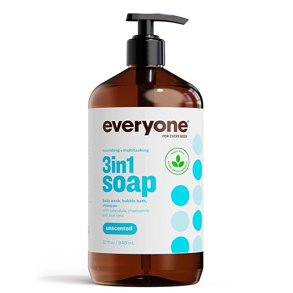 EVERYONE 3-IN-1 SOAP, BODY WASH, BUBBLE BATH, SHAMPOO, 32 OUNCE (PACK OF 1), UNSCENTED, MADE FOR MEN AND WOMEN