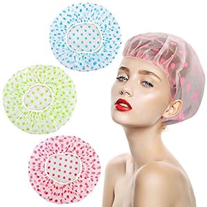 Shower-Caps-3-Packs-Waterproof-Shower-Cap-for-Women-Reusable-Shower-Hat-Bath-Caps-with-Elastic-Band-Large-Plastic-Long-Hair-Environmental-Protection-Hats-for-Ladies-Girls-Kids-Spa-Salon Shower Caps 3 Packs, Waterproof Shower Cap for Women Reusable Shower Hat Bath Caps with Elastic Band, Large Plastic Long…