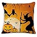 BPFY 4Pack Happy Halloween Pillow Covers 18 x 18 Inch Cotton Linen Black Cat Sofa Home Decor Throw Pillow Case Cushion Covers