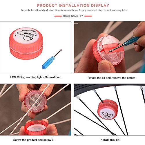 image for Glumes Bike Wheel Lights, LED Waterproof Bicycle Spoke Light 4 LED 3 C