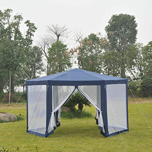 FDInspiration Blue Steel Sun Shade Outdoor Gazebo Canopy Garden Party Tent Awning Patio Shelter w/Netting with Ebook - Thumbnail 2