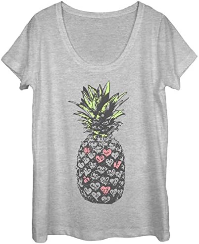 Ironic Humor Womans: Hearty Pineapple Scoop Neck Ladies T-Shirt Size XL X-Large