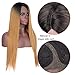 Brown Ombre Lace Front Wigs for Black Women Synthetic Hair Long Silk Straight Hair Wig Glueless Natural light Brown Lace Front Wig Heat Resistant Dark Roots Side Part 2 Tone Color Replacement Wig