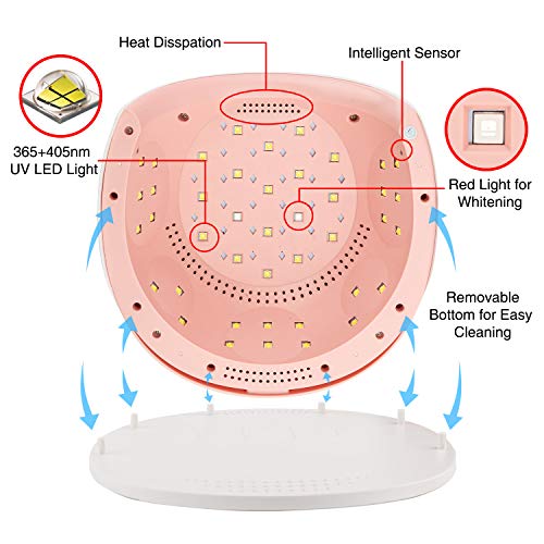 Urvoix UV LED Nail Lamp - 42 Light Beads LED 84W Nail Dryer Curing Lamp with Whitening Function, Automatic Sensor, 3 Timer, Touch Control Design for Nail and Toe Nail Gel Polish Salon - Thumbnail 2