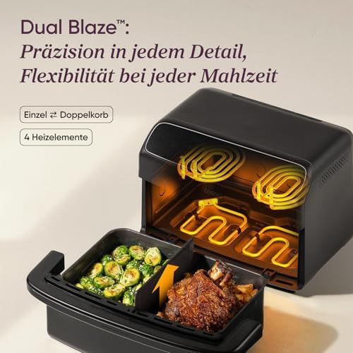 Airfryer, Neue Generation 2026, 8,6L Heißluftfritteuse 2 Kammern