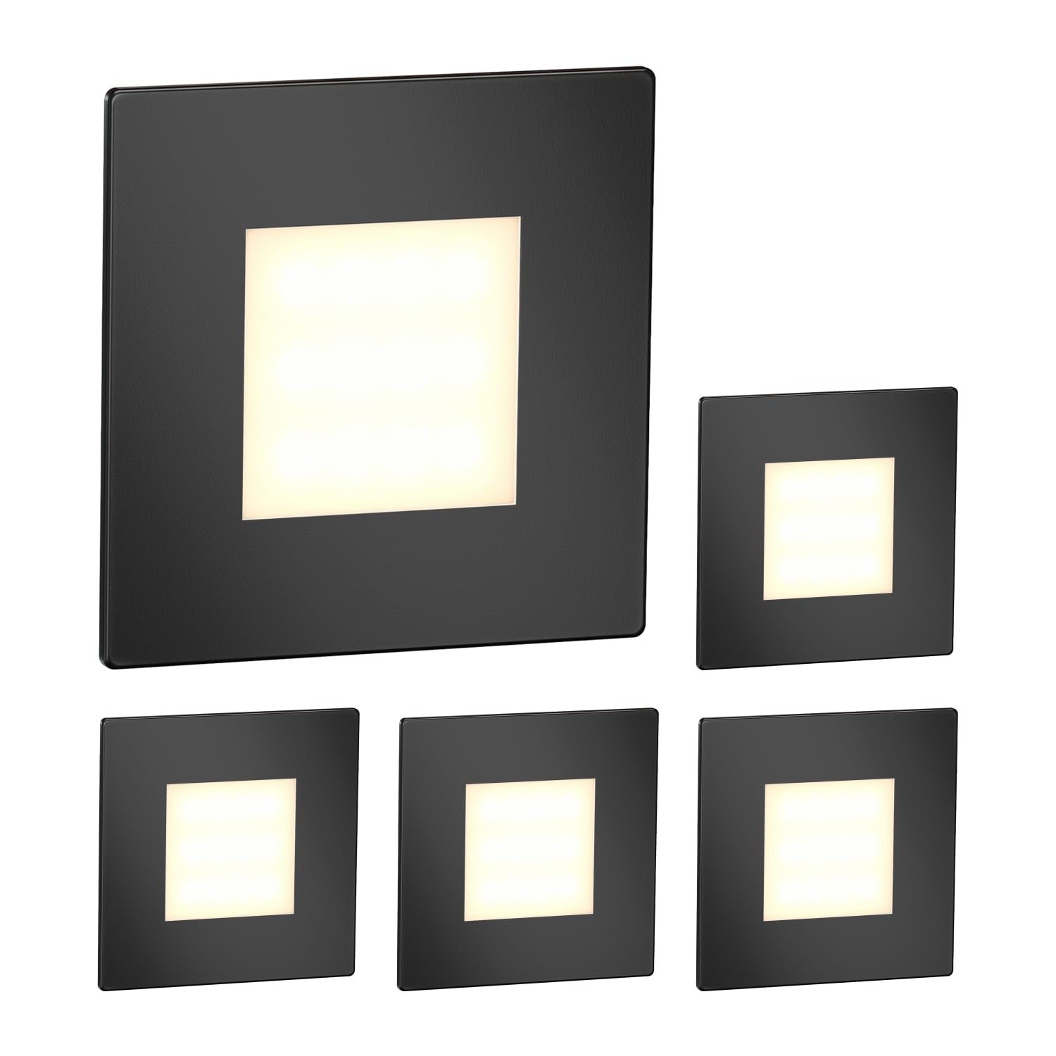 ledscom.de 5 LED Staircase Light/recessed wall Light FEX for Indoors and Outdoors, Angular, Black, 85 x 85mm, Warm White