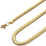 Jstyle Stainless Steel Mens Necklace Snake Chain Necklace 6mm 20-30 Inch Gold-tone
