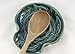 Spoon Rest, Ceramic Spoon Rest with Dahlia Carving in Teal