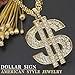 FINREZIO Gold Plated Necklace for Men Hip Hop Jewelry Dollar Sign Pendant