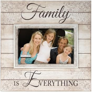 Malden International Designs Sun Washed Words Family Distressed Cream Picture Frame, 4x6, Cream