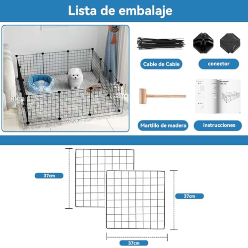 Valla para Mascotas con Puerta,12 Piezas Bricolaje Corral para Mascotas de Metal,Parque para Mascotas,Corral para Mascotas para Animales Pequeños,Jaula Modular,Conejos Gatito,Cachorro,Hámsters