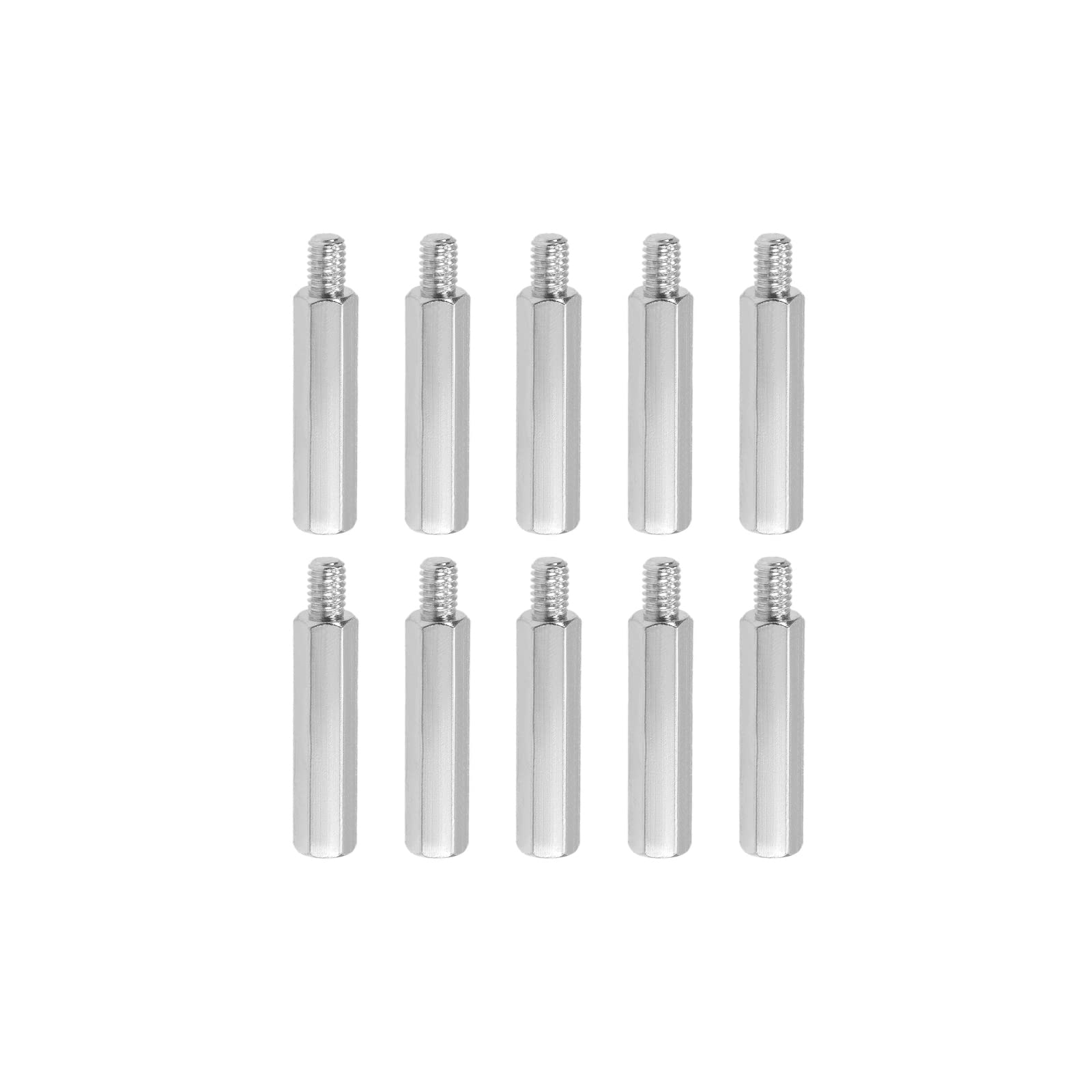 YOKIVE 10 Pcs M4 Standoff Screws, Nickel Plated Hex PCB Standoffs, Keep Height Consistent, Great for Motherboard (Silver Tone, 25mm+6mm)