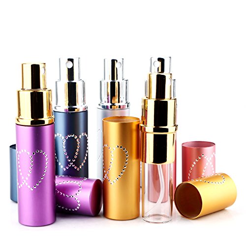 Enjoydeal 6pcs 10ml Lovely Heart Pattern Protable Perfume Atomizer Refillable Spray Bottle for Travel