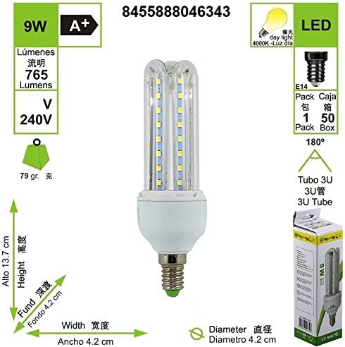 TECNOLUXEURO Lamp Led Bulb 3U Tube E14 9W 4200K (Pack5) - Image 3