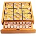 Wooden Sudoku Board Game - with Book of 100 Sudoku Puzzles - Math Brain Teaser Desktop Toys