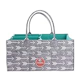 Chappa Baby Diaper Caddy Storage Organizer (14.5''x10''x7'') Durable Gray and Green Felt - for Nursery and Changing Table - Fashionable Arrow Print - for Boys and Girls- for Baby Shower