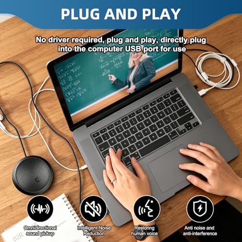 ZestEcho Micrófono USB para PC, Micrófono de Condensador Omnidireccional 360° con Botón de Silencio, Micrófono para Ordenador de Sobremesa para Reuniones, Clases Online, Gaming, Streaming Plug & Play