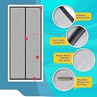 LifeKrafts Mosquito Screen Curtain for Main Doors, Balcony Doors Or Kitchen Doors; Net with Magnets - Black