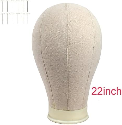 22" White Canvas Block Mannequin Head Canvas Head for Wigs Display Styling With Mount Hole