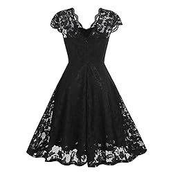 Women Vintage Eyelash Lace Floral Cocktail Formal