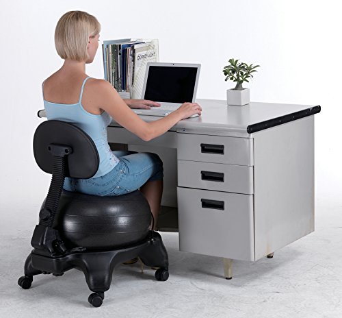 Sivan Health and Fitness Balance Ball Adjustable Fit Chair with Pump, Black, Large - Thumbnail 3