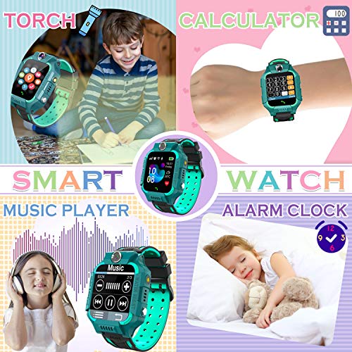 Kids-Smart-Watch-for-Boys-Girls-IP67-Waterproof-Smart-Watch-Phone-with-Music-Player-Video-Calls-Recorder-Camera-Gizmos-Games-Alarm-1224-Hr-Kids-Toddler-Smartwatch-Birthday-Gifts-Green