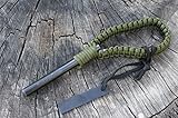 KobraGear Flint Fire Starter w/ Striker Drilled Ferro Ferrocerium Kit Tool FireSteel with OD Green Paracord Outdoor Survival Essential 550 Military 5 x 1/2 inch Rod Camping Equipment
