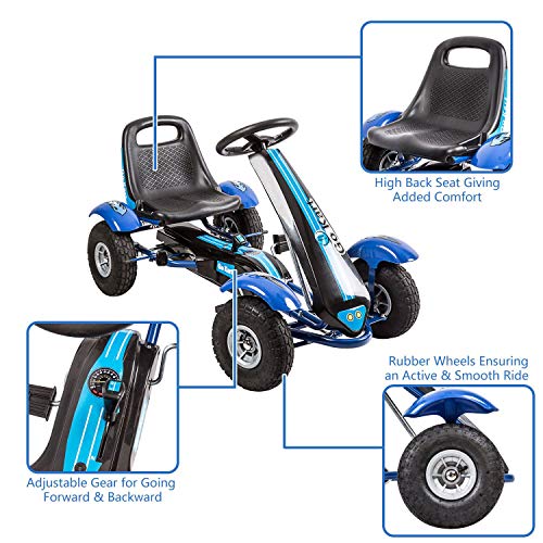 Kinbor Go Kart/Pedal Car,Pedal Powered Ride On Toys for Boys & Girls with Adjustable Seat Blue