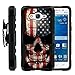 TurtleArmor | Compatible for Samsung Galaxy Grand Prime Case | G530 [Hyper Shock] Hybrid Dual Layer Armor Holster Belt Clip Case Kickstand - US Flag Skull