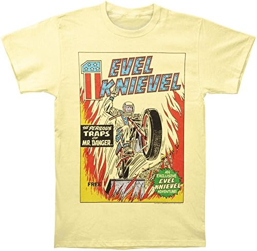 Evel Knievel Men's Evel Comic T-shirt Large Lemonade
